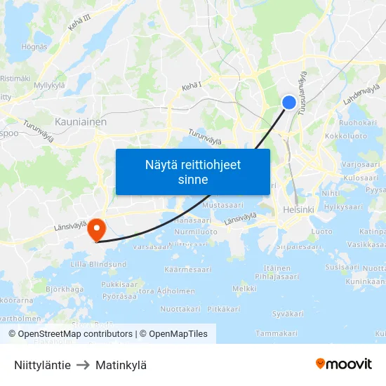 Niittyläntie to Matinkylä map
