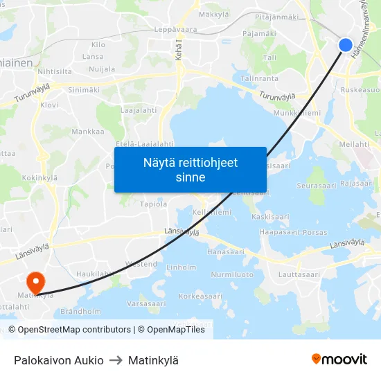 Palokaivon Aukio to Matinkylä map
