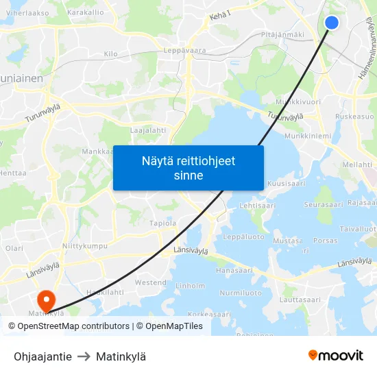 Ohjaajantie to Matinkylä map