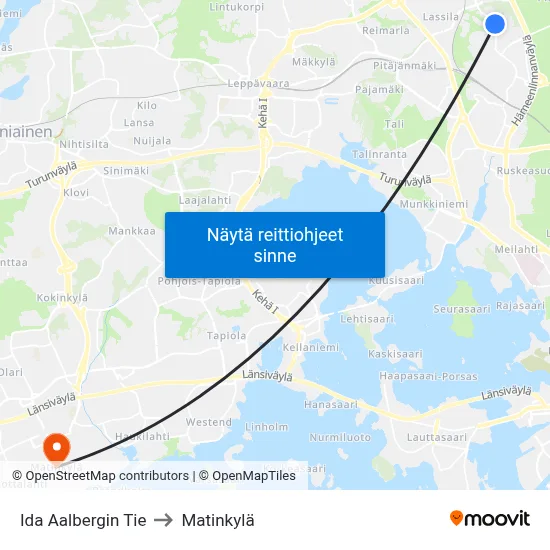 Ida Aalbergin Tie to Matinkylä map