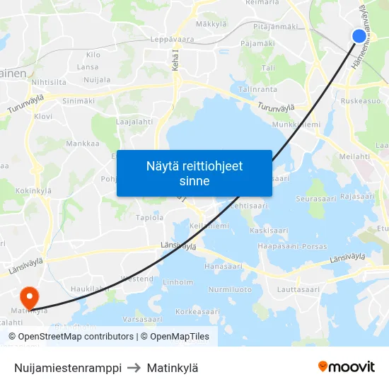 Nuijamiestenramppi to Matinkylä map