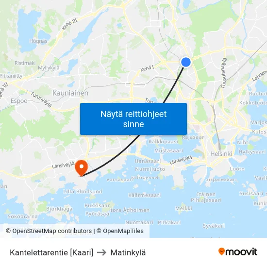 Kantelettarentie [Kaari] to Matinkylä map
