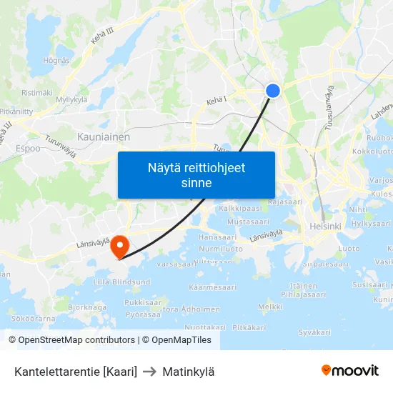 Kantelettarentie [Kaari] to Matinkylä map