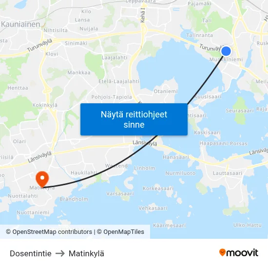 Dosentintie to Matinkylä map