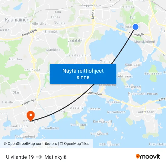 Ulvilantie 19 to Matinkylä map