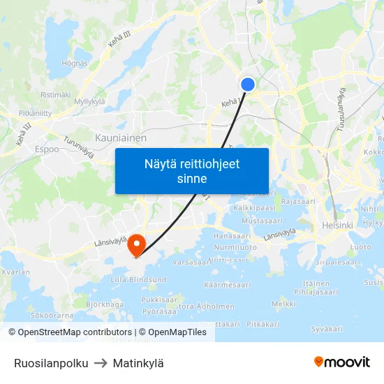 Ruosilanpolku to Matinkylä map