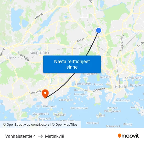 Vanhaistentie 4 to Matinkylä map