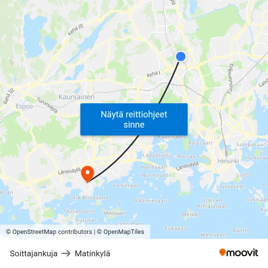 Soittajankuja to Matinkylä map