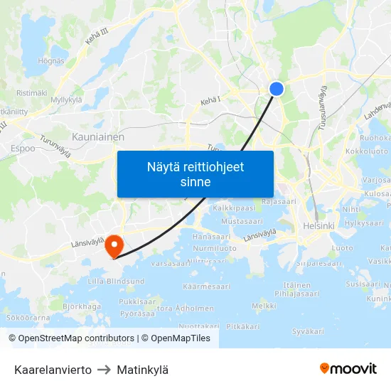 Kaarelanvierto to Matinkylä map