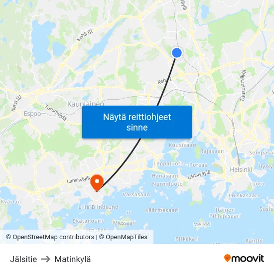 Jälsitie to Matinkylä map