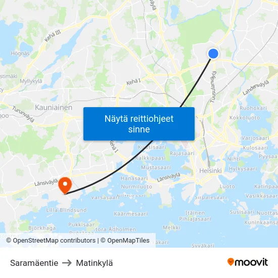 Saramäentie to Matinkylä map