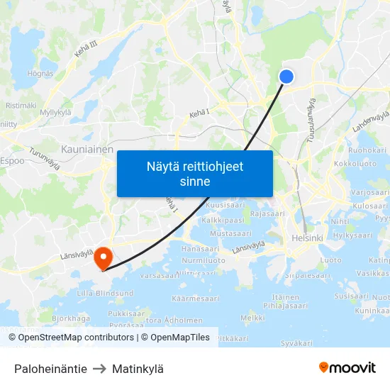 Paloheinäntie to Matinkylä map