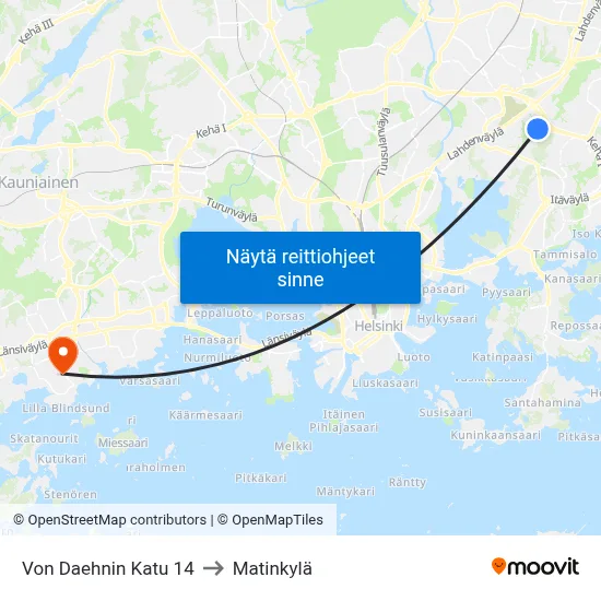 Von Daehnin Katu 14 to Matinkylä map