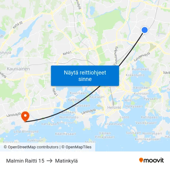 Malmin Raitti 15 to Matinkylä map