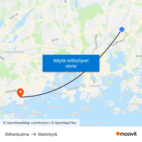 Riihenkulma to Matinkylä map