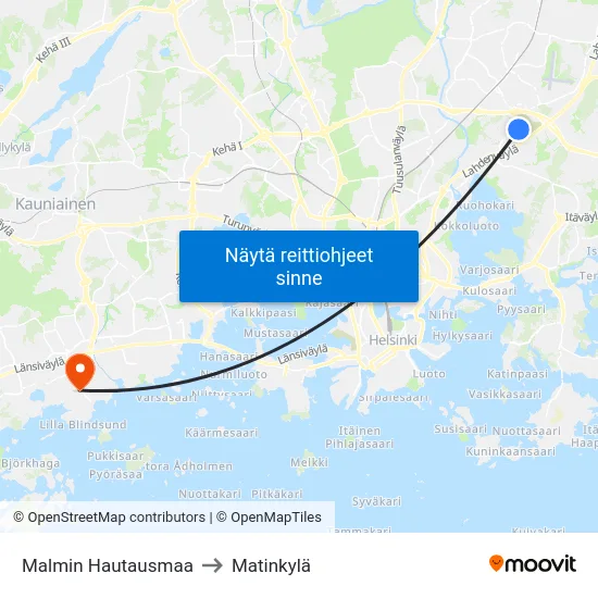 Malmin Hautausmaa to Matinkylä map