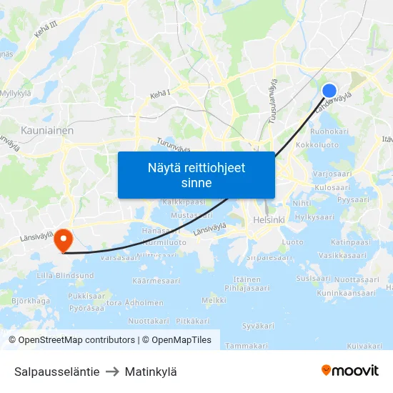 Salpausseläntie to Matinkylä map