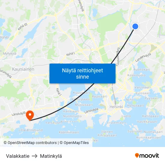 Valakkatie to Matinkylä map