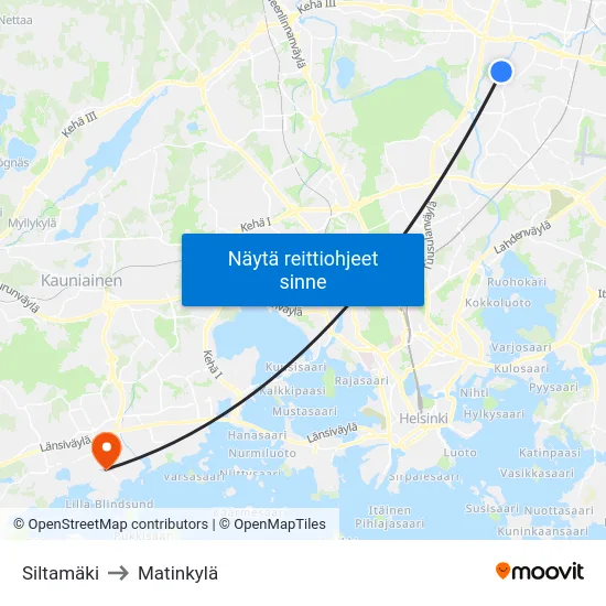 Siltamäki to Matinkylä map