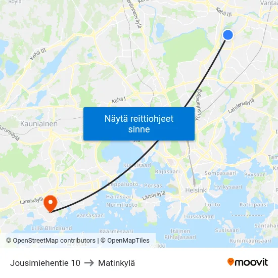 Jousimiehentie 10 to Matinkylä map