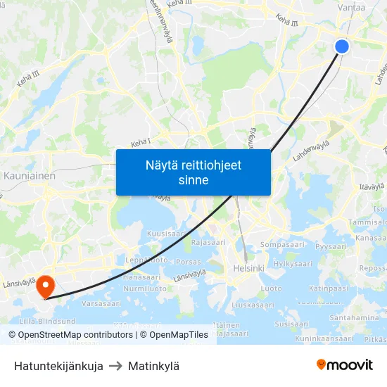Hatuntekijänkuja to Matinkylä map