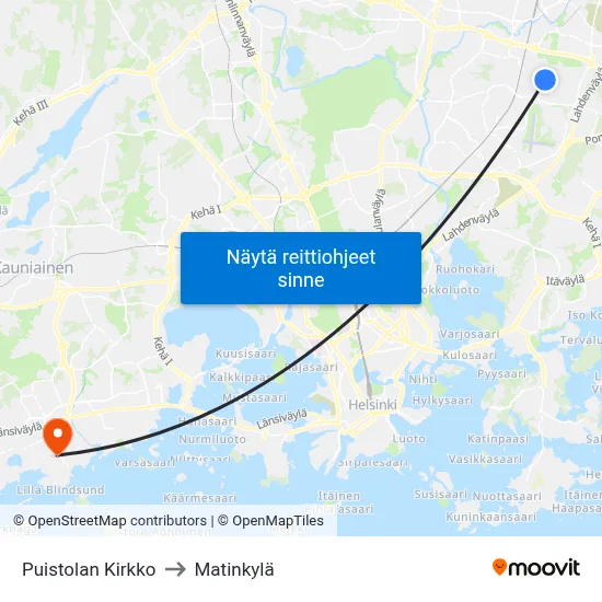 Puistolan Kirkko to Matinkylä map