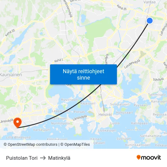 Puistolan Tori to Matinkylä map