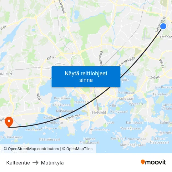 Kalteentie to Matinkylä map