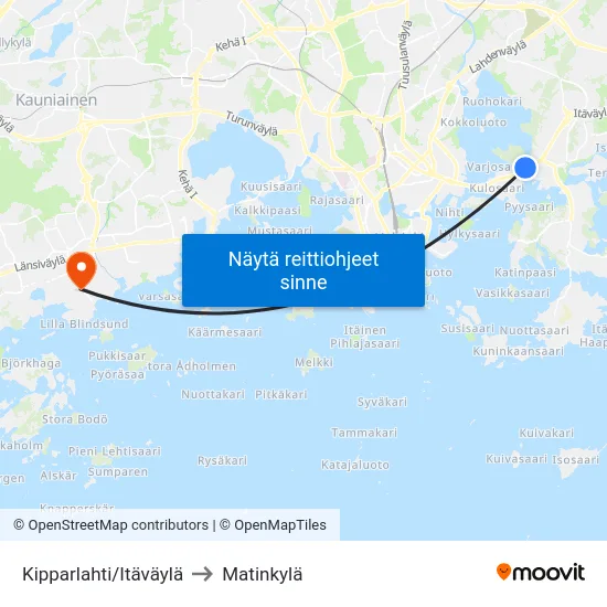 Kipparlahti/Itäväylä to Matinkylä map