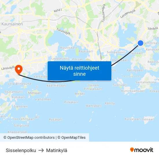 Sisselenpolku to Matinkylä map