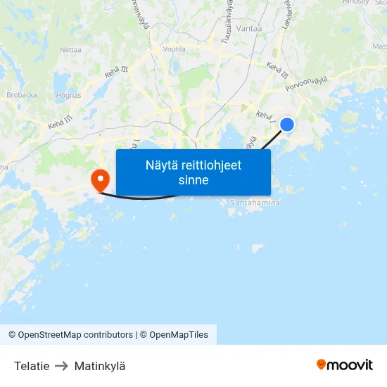 Telatie to Matinkylä map