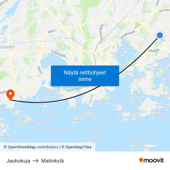 Jauhokuja to Matinkylä map