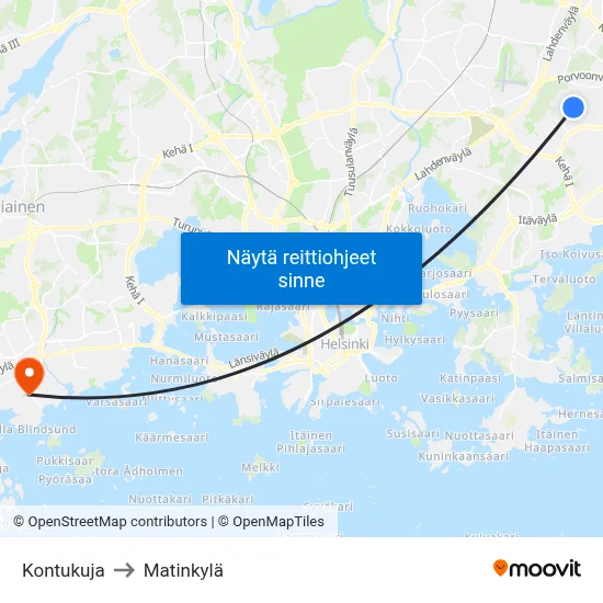 Kontukuja to Matinkylä map