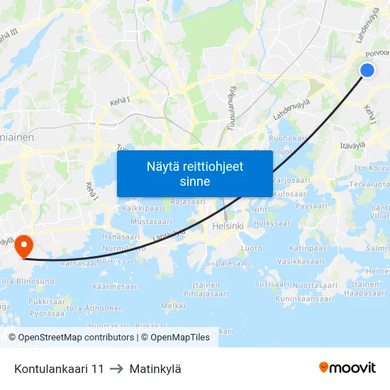 Kontulankaari 11 to Matinkylä map