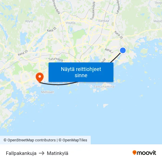 Fallpakankuja to Matinkylä map
