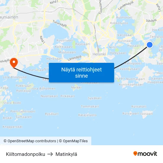 Kiiltomadonpolku to Matinkylä map