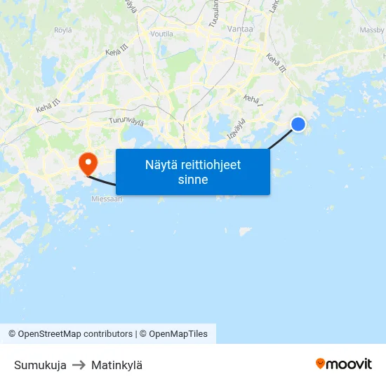 Sumukuja to Matinkylä map