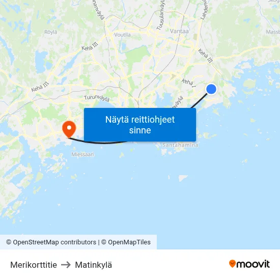 Merikorttitie to Matinkylä map