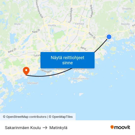 Sakarinmäen Koulu to Matinkylä map