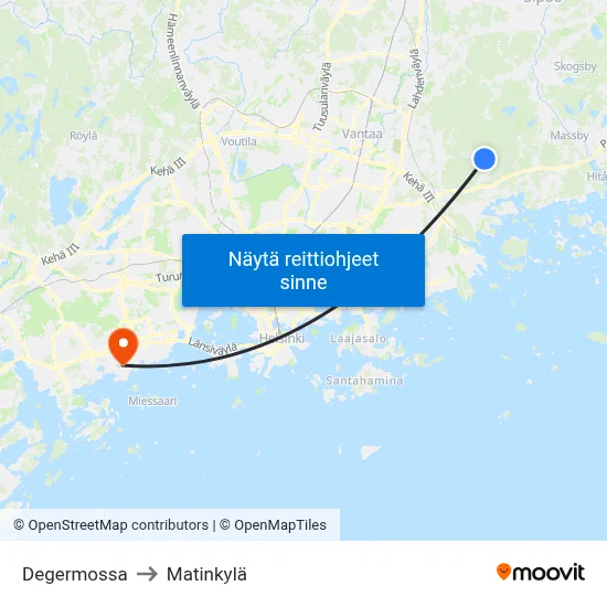 Degermossa to Matinkylä map