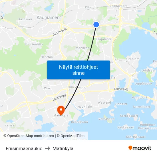 Friisinmäenaukio to Matinkylä map
