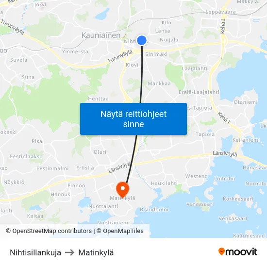 Nihtisillankuja to Matinkylä map