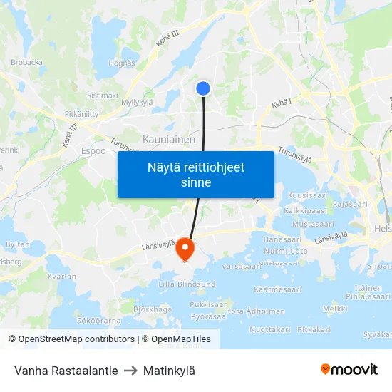 Vanha Rastaalantie to Matinkylä map