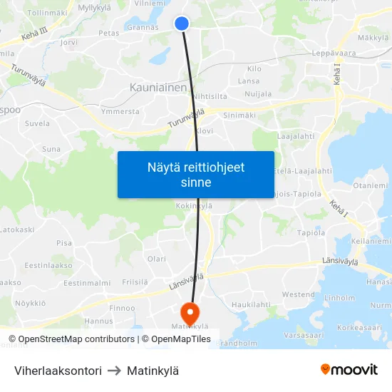 Viherlaaksontori to Matinkylä map
