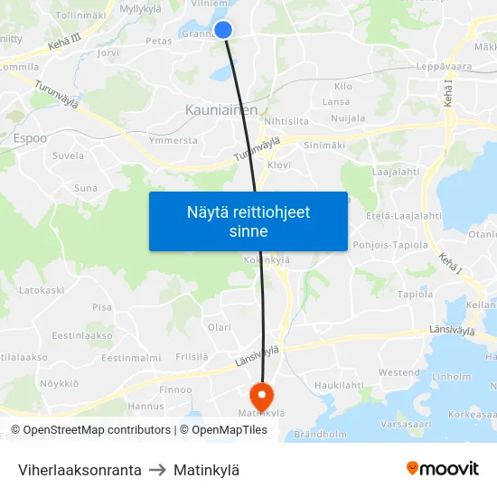 Viherlaaksonranta to Matinkylä map