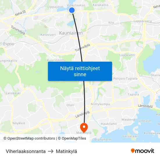 Viherlaaksonranta to Matinkylä map