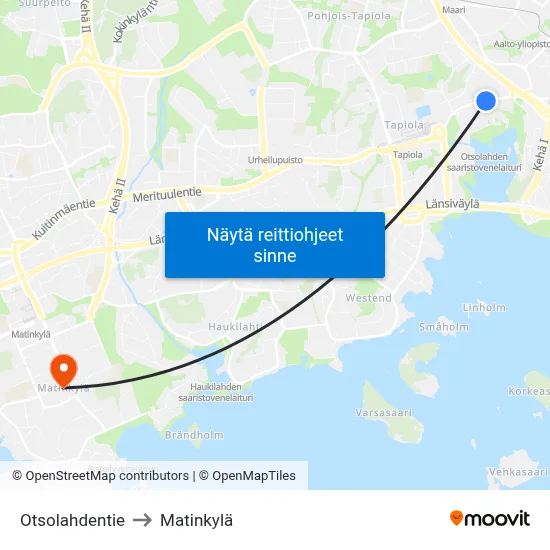 Otsolahdentie to Matinkylä map