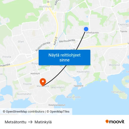 Metsätonttu to Matinkylä map