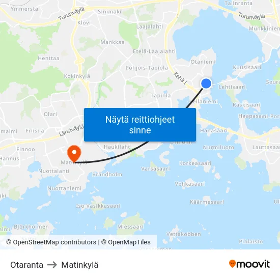 Otaranta to Matinkylä map
