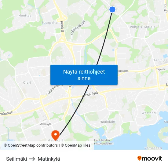Seilimäki to Matinkylä map